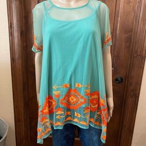 NWT Double D Ranch Turquesa Top